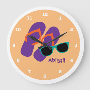 Girly Flip Flops Sonnenbrille hinzufügen Große Wanduhr