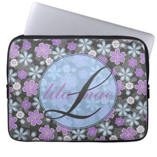 Girly Floral Monogramed 13" Mac Book/PC Laptopschutzhülle