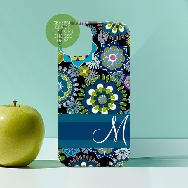 Girly Floral Pattern mit Monogramm title_seo2 (Personalized Phone Case with Custom Monogram)