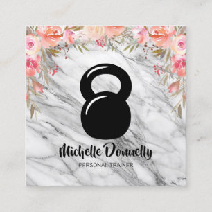 Girly Floral Personal Trainer Quadratische Visitenkarte