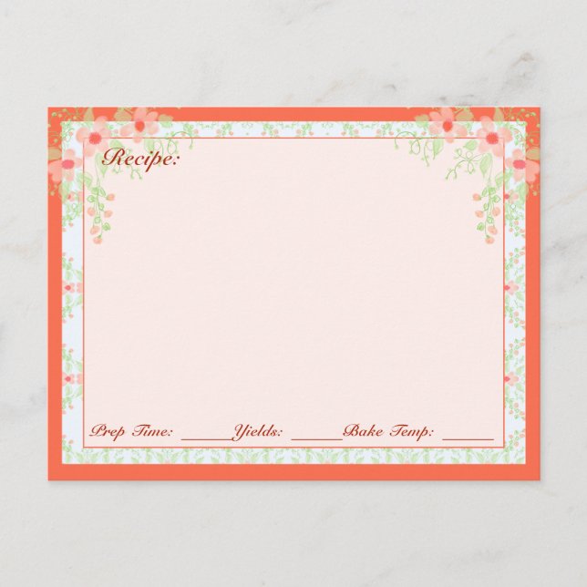 Girly Floral Recipe Stock Postkarte (Vorderseite)