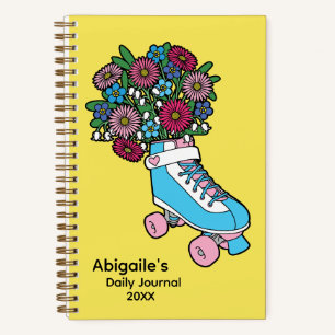 Girly Floral Skate Illustration Personalisiert Notizbuch