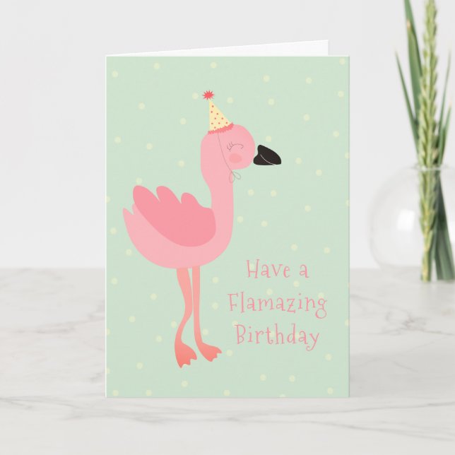 Girly Flverblüffend Flamingday Watercolor Pink Karte (Vorderseite)