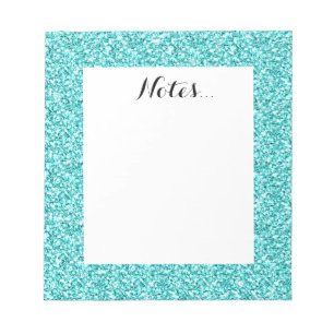 Girly, Fun Aqua Blue Glitter Printed Notizblock