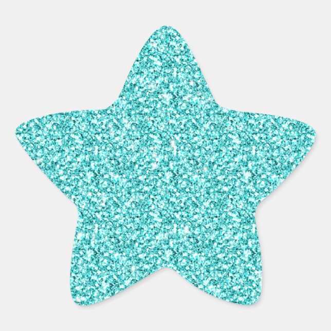Girly, Fun Aqua Blue Glitter Printed Stern-Aufkleber (Vorderseite)