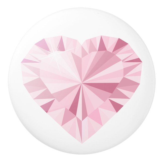 Girly Funkelnd Diamond Pink Heart Keramikknauf (Vorderseite)