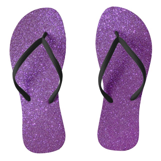 Girly Funkelnd Royal Lila Glitzer Flip Flops (Fußbett)