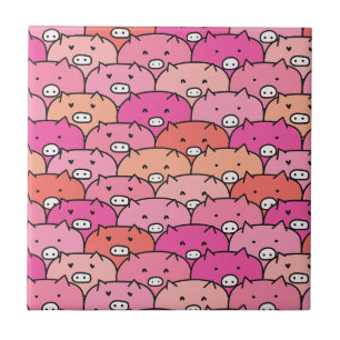 Girly Funny Pig Pattern Fliese