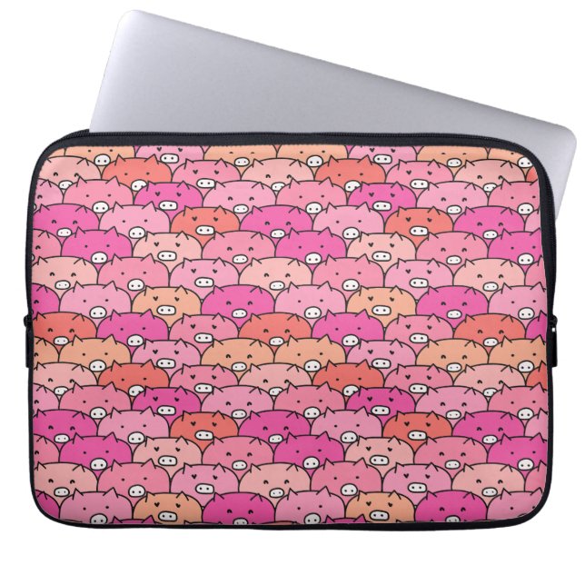 Girly Funny Pig Pattern Laptopschutzhülle (Vorderseite)