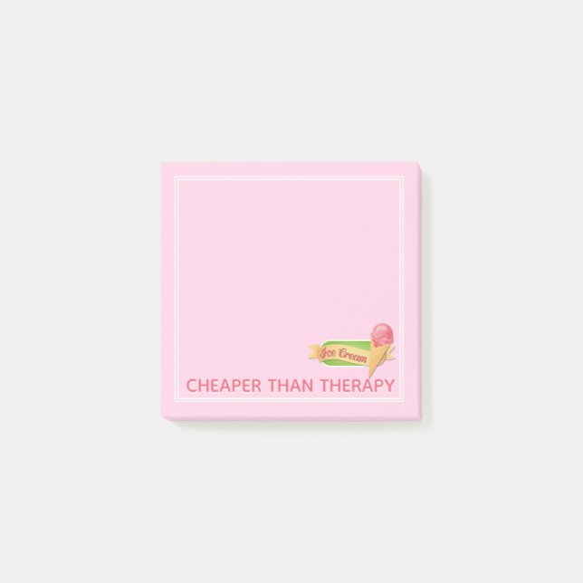 Girly Funny Therapie Rosa Eiscreme Post-it Klebezettel (Vorderseite)