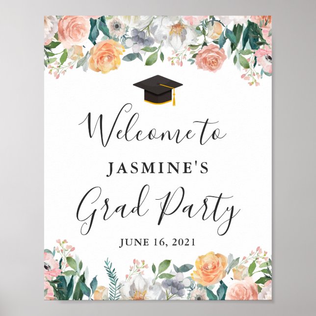 Girly Garden Rose Blumenstudium Partys Unterschrei Poster (Vorne)