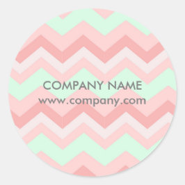 Girly Geometric Muster pink und minze Zickzack Runder Aufkleber