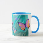 Girly Geschenk! Schmetterlings-Tasse, addieren Tasse<br><div class="desc">Karo heraus meine anderen ZUSAMMENPASSENDEN SCHMETTERLINGS-EINZELTEILE! Suche "Schmetterling" bei zazzle.com/kfwinters</div>