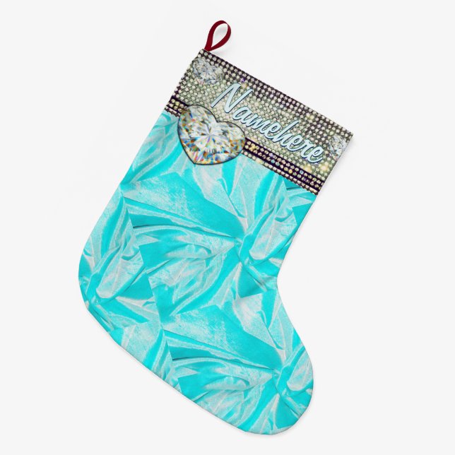 Girly Geschenk-Strumpf! Bling! Diamanten! Addieren Großer Weihnachtsstrumpf (Vorderansicht (hängend))