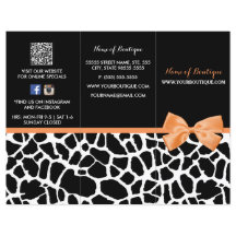 Girly Giraffe Print Orange Bow Boutique Broschüre