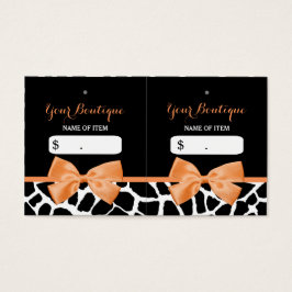 Girly Giraffe Print Orange Bow Boutique Hang Tags