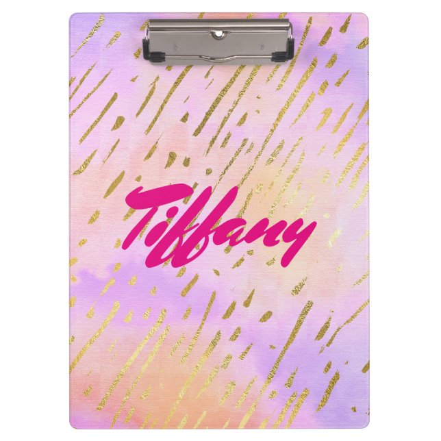 Girly Girl Pink und Gold Klemmbrett (Vorderseite)