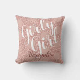 Girly Girl Rose Blush Glitzer Polka Dot Kissen