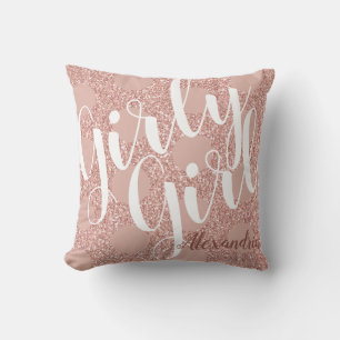 Girly Girl Rose Blush Glitzer Polka Dot Thro Kissen
