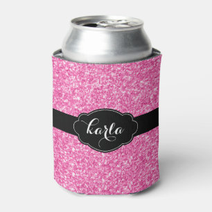 Girly Girly Pink Glitzer Texture Black Accents Dosenkühler