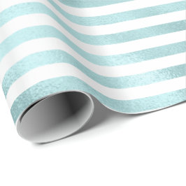 Girly Glam Aqua Mint Streifen Geschenkpapier