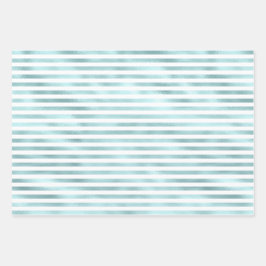 Girly Glam Aqua Mint Streifen Geschenkpapier Set