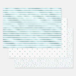 Girly Glam Aqua Mint Streifen Geschenkpapier Set