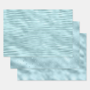 Girly Glam Aqua Streifen und Punkte Geschenkpapier Set