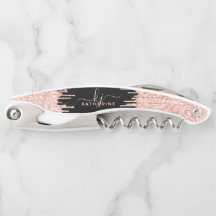Girly Glam Black Rose Gold Glitzer Tropfens Monogr
