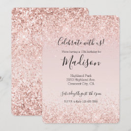 Girly Glam Blush Pink Glitzer Sparkle Einladung