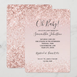 Girly Glam Blush Pink Glitzer Sparkle Kinderdusche Einladung