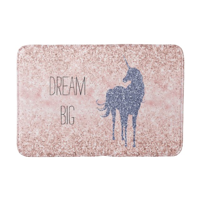 Girly Glam Blush Pink Lila Einhorn Glitzer Badematte (Vorderseite)