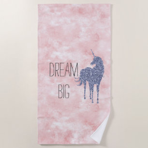 Girly Glam Blush Pink Lila Einhorn Glitzer Strandtuch