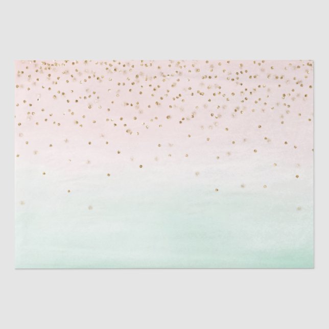 Girly Glam Blush Pink Mint Gold Sparkle Confetti Seidenpapier (Vorderseite)