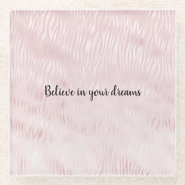 Girly Glam Blush Pink Zebra Print Glasuntersetzer (Vorderseite)