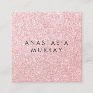 Girly & Glam Blush Rosa Rose Gold Glitzer Glitzern Quadratische Visitenkarte