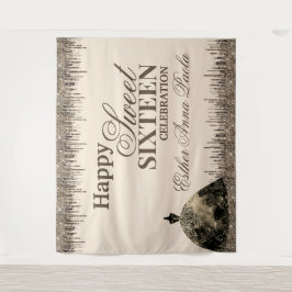 Girly Glam Brown Funkelnd Tropfen Sweet 16 Birthda Wandteppich