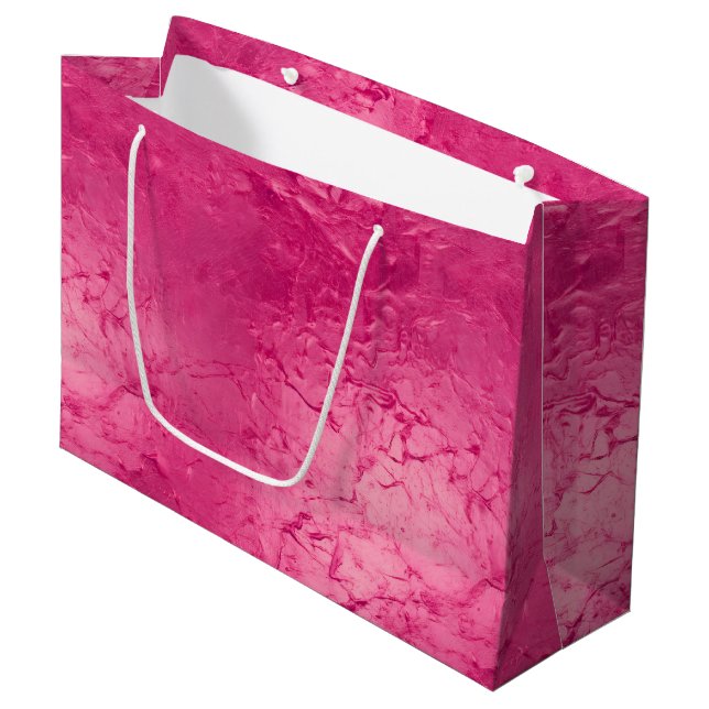 Girly Glam Chic Pink Geburtstag Große Geschenktüte (Vorderseite Schrägansicht)