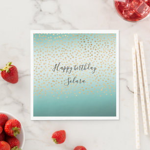 Girly Glam Gold Confetti Mint Ombre Serviette