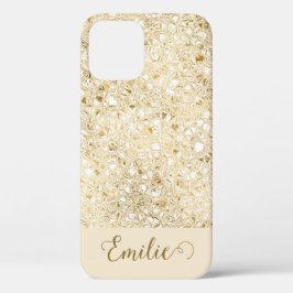 Girly Glam Gold Glitzer Monogram Name Script Case