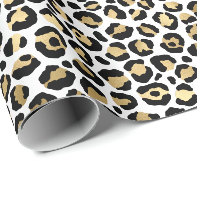 Girly Glam Gold Leopard Print  Geschenkpapier (Rolleneckpunkt)