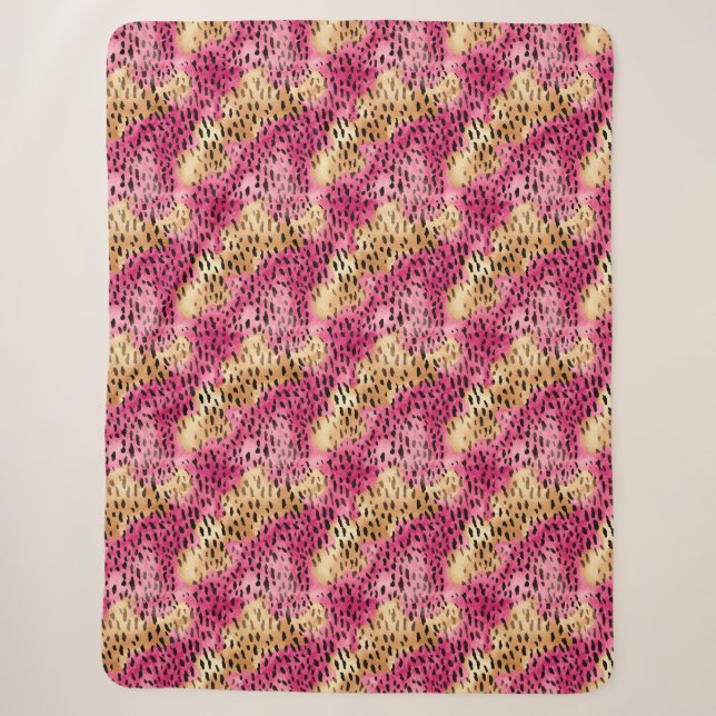 Girly Glam Gold Pink Leopard Sherpadecke (Vorderseite)