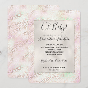 Girly Glam Gold Pink Mint Ombre Leoapdrucke Einladung