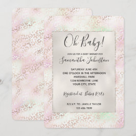 Girly Glam Gold Pink Mint Ombre Leoaprd Print Einladung