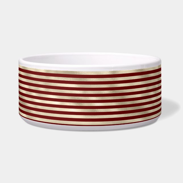 Girly Glam Gold Rote Streifen Napf (Vorderseite)
