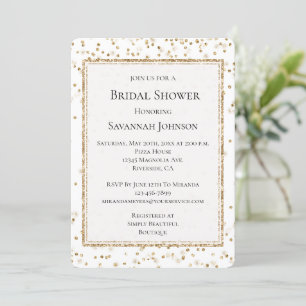 Girly Glam Gold Sparkle Confetti Brautparty Einladung
