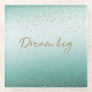 Girly Glam Gold Sparkle Confetti Mint Glitzer Glasuntersetzer