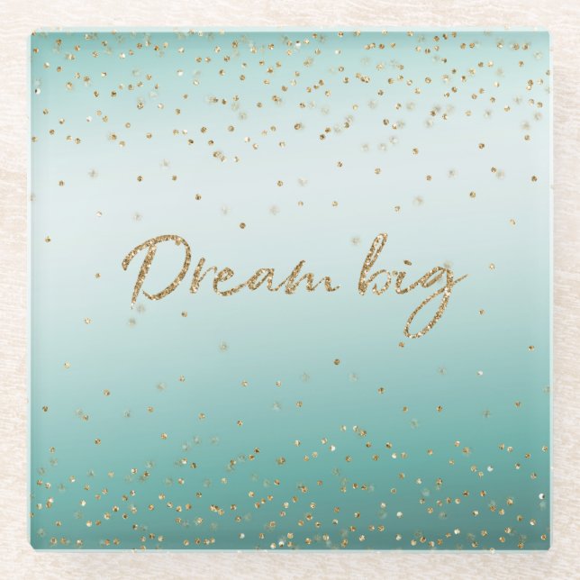 Girly Glam Gold Sparkle Confetti Mint Glitzer Glasuntersetzer (Vorderseite)