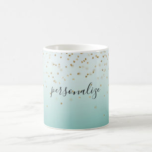 Girly Glam Gold Sparkle Confetti Mint Ombre Kaffeetasse