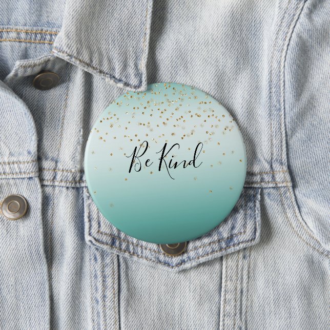 Girly Glam Gold Sparkle Confetti Mint Ombre Person Button (Beispiel)